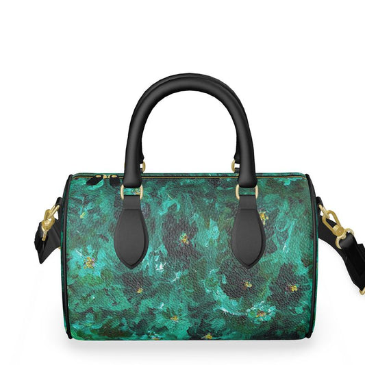 Green Flowers 001 - Mini Boston Bag