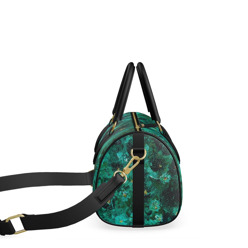 Green Flowers 001 - Mini Boston Bag