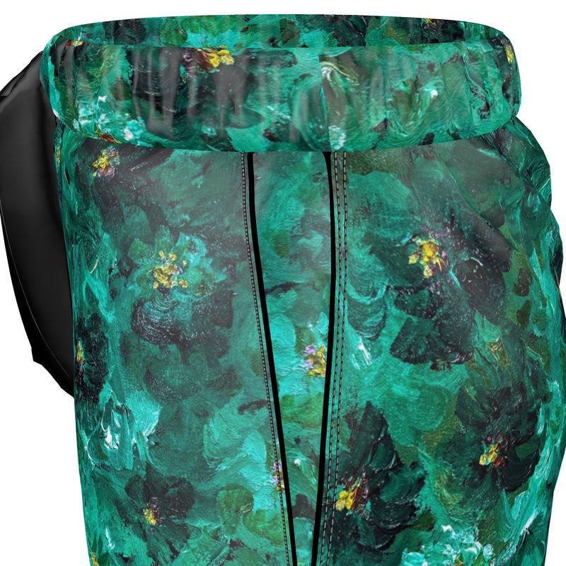 Green Flowers 001 - Silk Pyjama Shorts (Day/Night Edition)