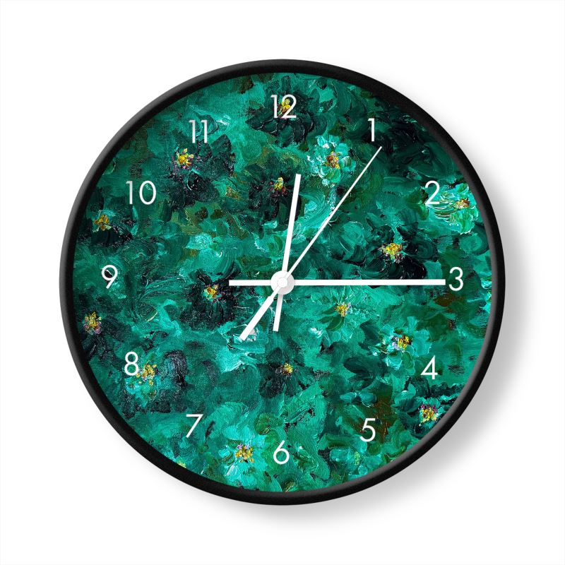Green Flowers 001 - Designer Clock (Limited Edition)