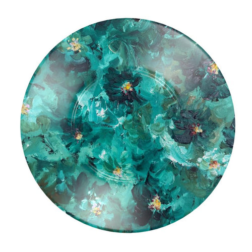 Green Flowers 001 Cup And Saucer