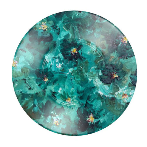 Green Flowers 001 Cup And Saucer