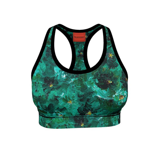 Green Flowers 001 - Artful Sports Bra (Studio Edition)