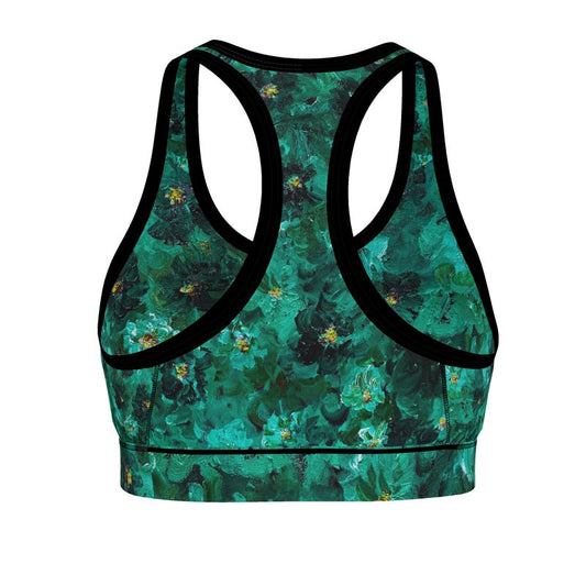 Green Flowers 001 - Artful Sports Bra (Studio Edition)