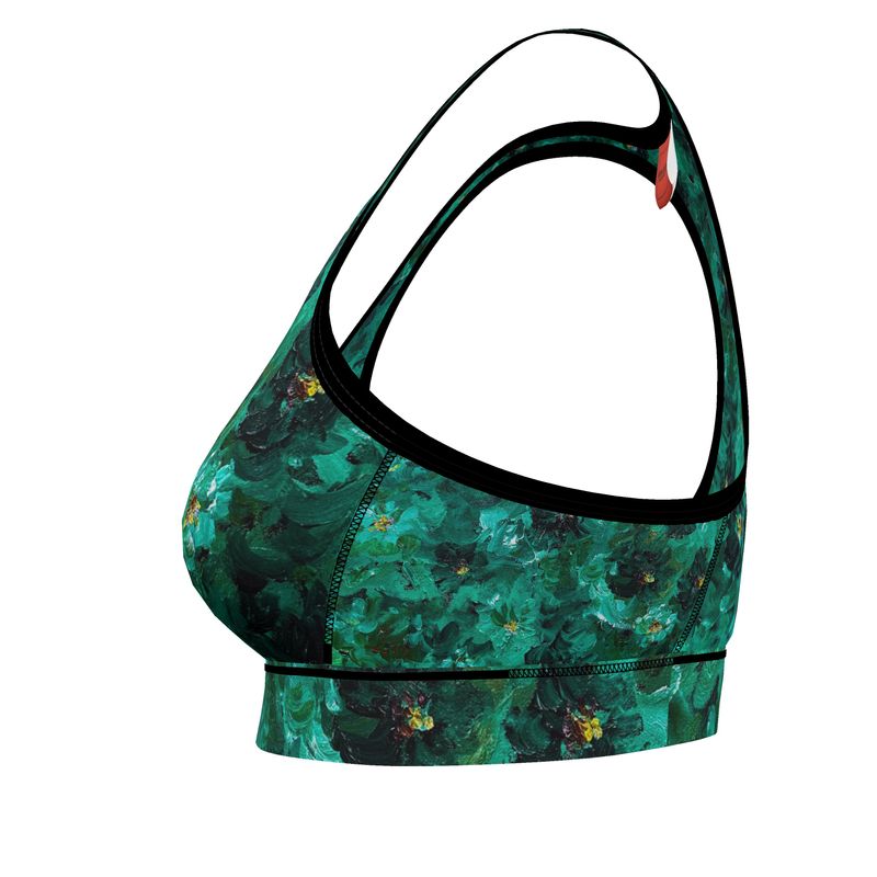 Green Flowers 001 - Artful Sports Bra (Studio Edition)