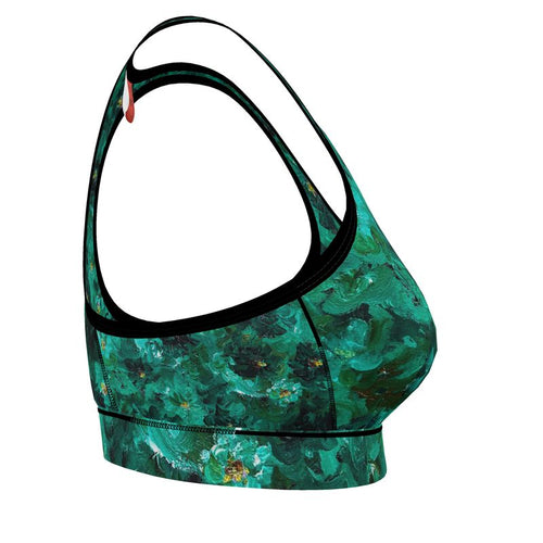 Green Flowers 001 - Artful Sports Bra (Studio Edition)