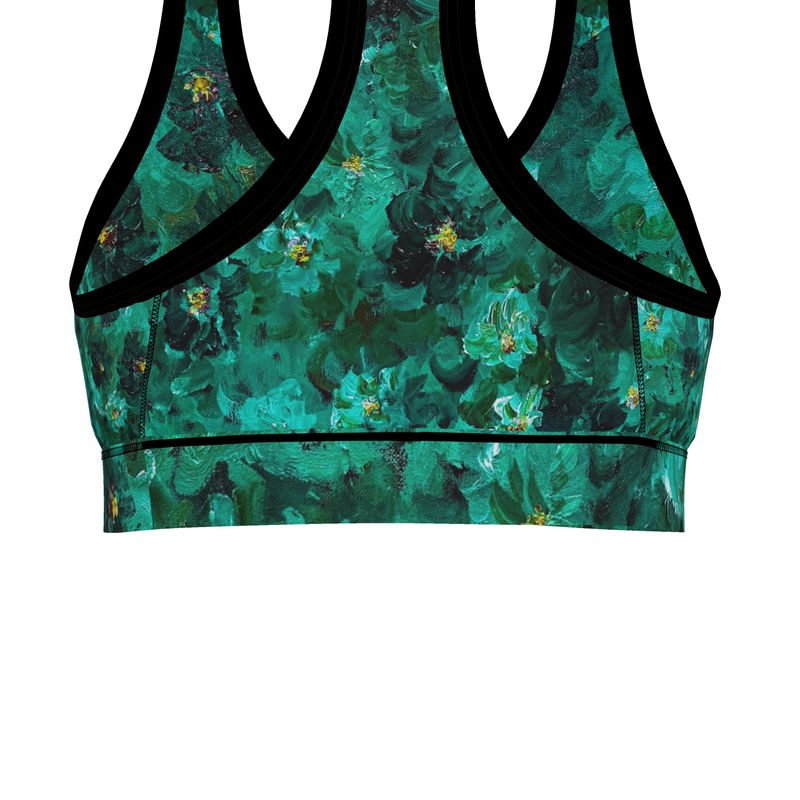 Green Flowers 001 - Artful Sports Bra (Studio Edition)