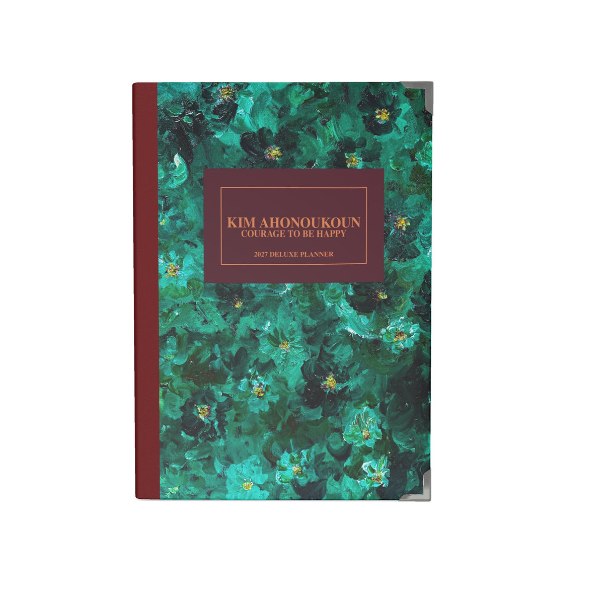Green Flowers 001 — 2027 Deluxe Planner (Red wine Label)