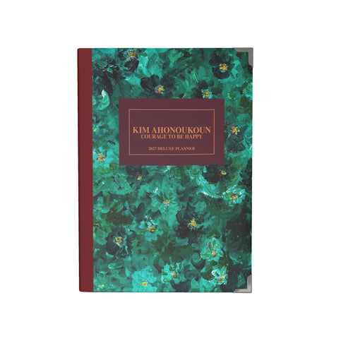Green Flowers 001 — 2027 Deluxe Planner (Red wine Label)